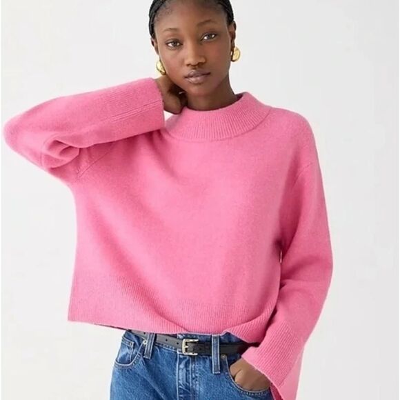 J Crew Pink Chunky Knit Crewneck Sweater Supersoft Yarn Wool Alpaca Size XL - Picture 1 of 11